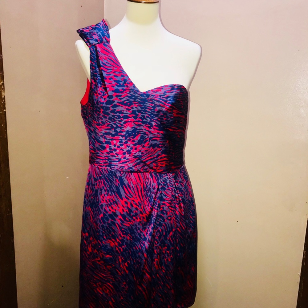 (BCBGenaration) Animal print one shoulder dress.